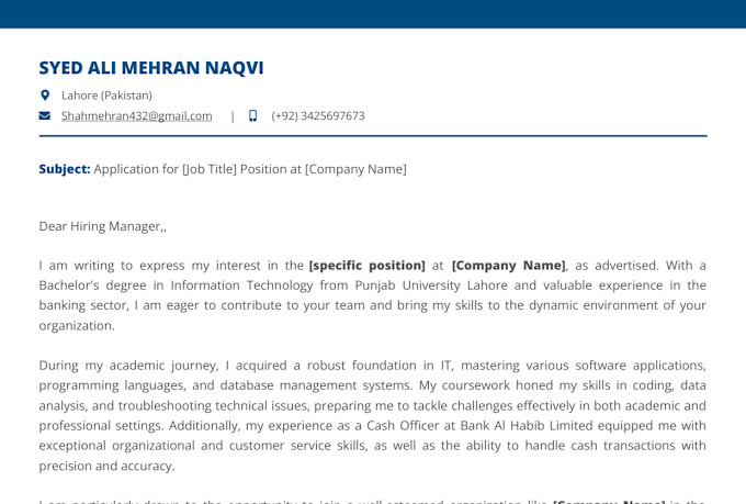 improve your cover letter, personal statement or motivational letter